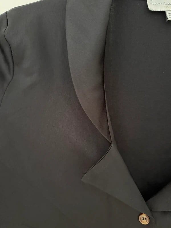 Never Fully Dressed Black Satin Collar Blouse Size 12