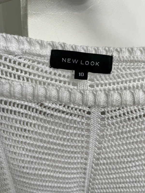 New Look New Look white crochet 3/4 sleeve summer jumper uk10