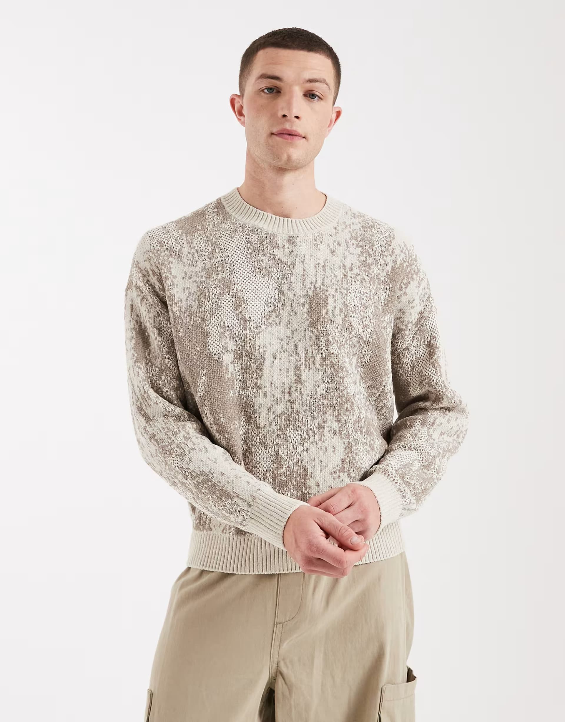 ASOS Hollister vintage knit jumper with texture print in white