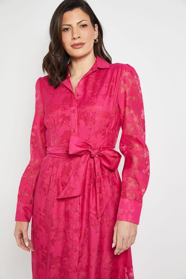 Wallis Wallis Women's Floral Organza Belted Midi dress in Pink - 2