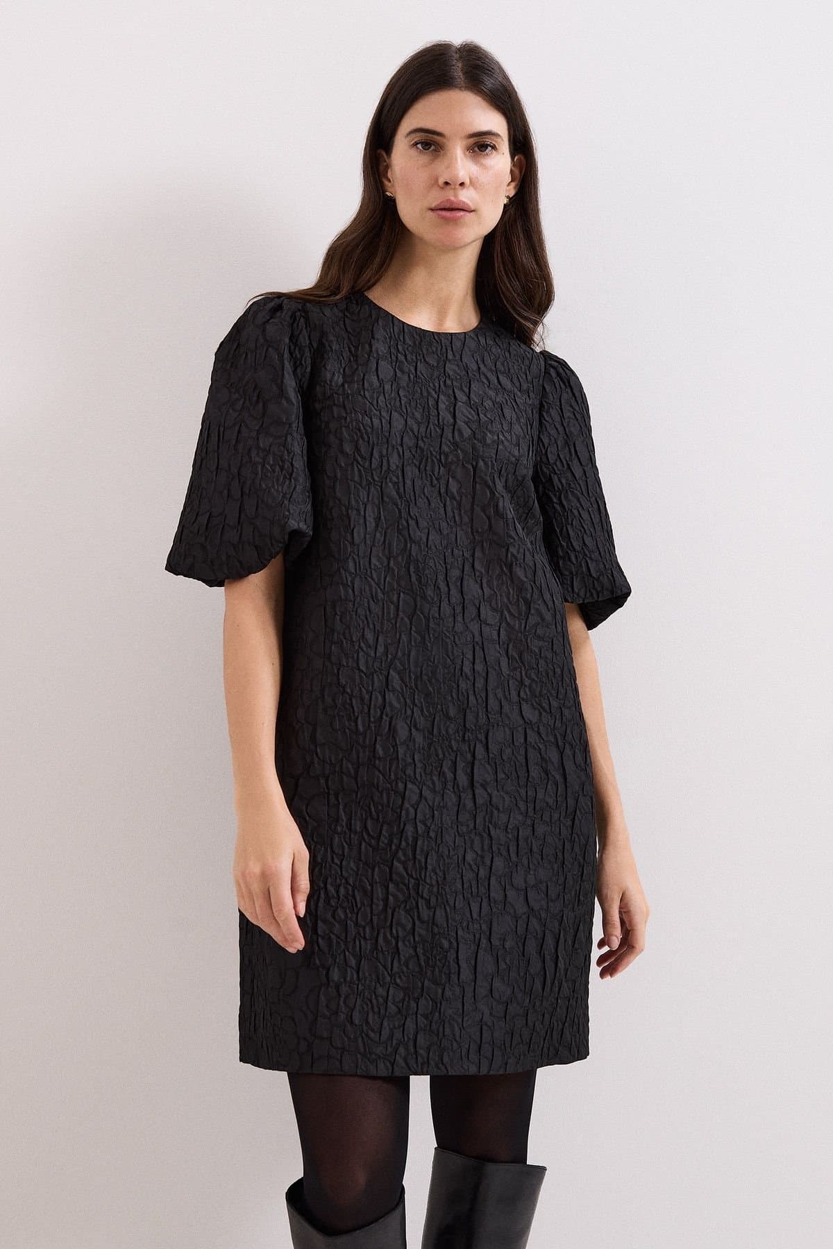 Phase Eight Phase Eight Women's Jacquard Round Neck Mini Dress in Black