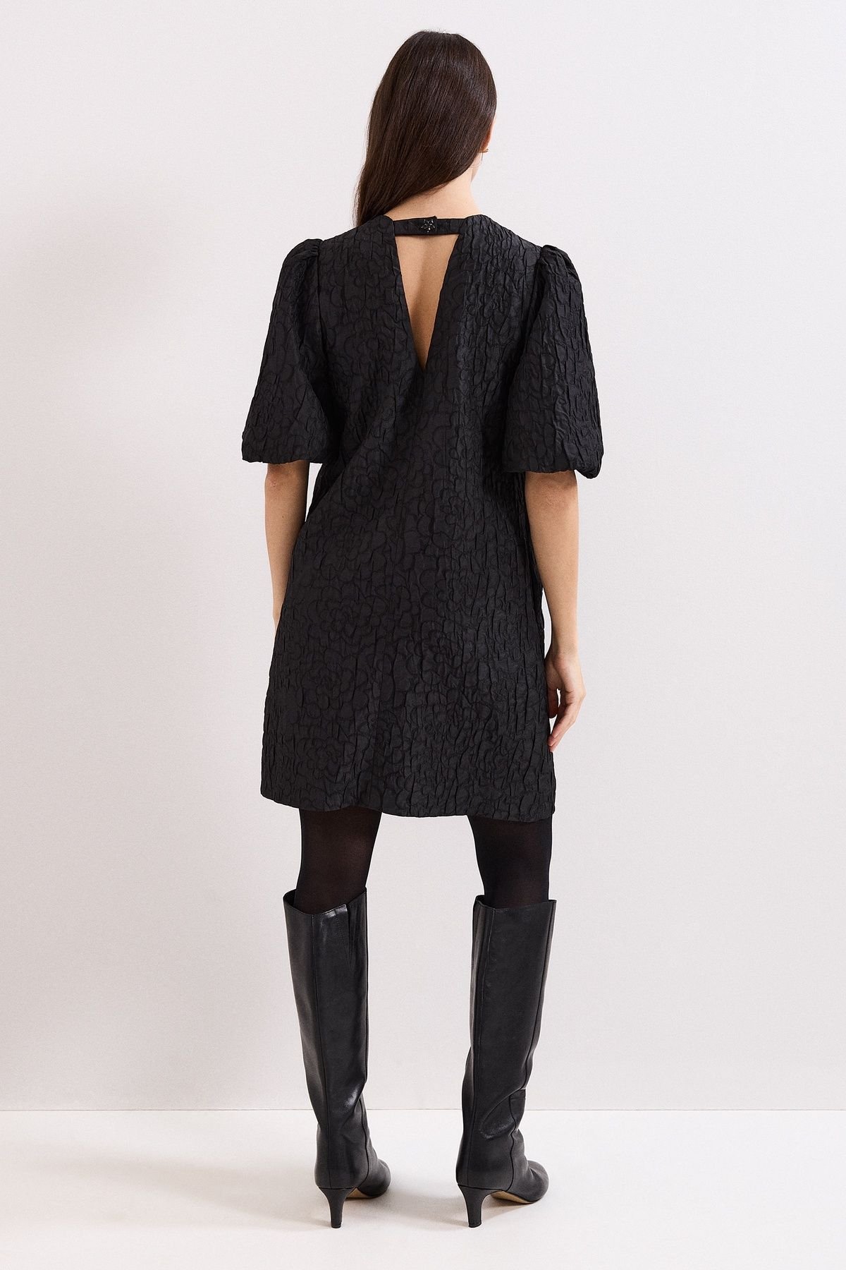 Phase Eight Phase Eight Women's Jacquard Round Neck Mini Dress in Black - 4