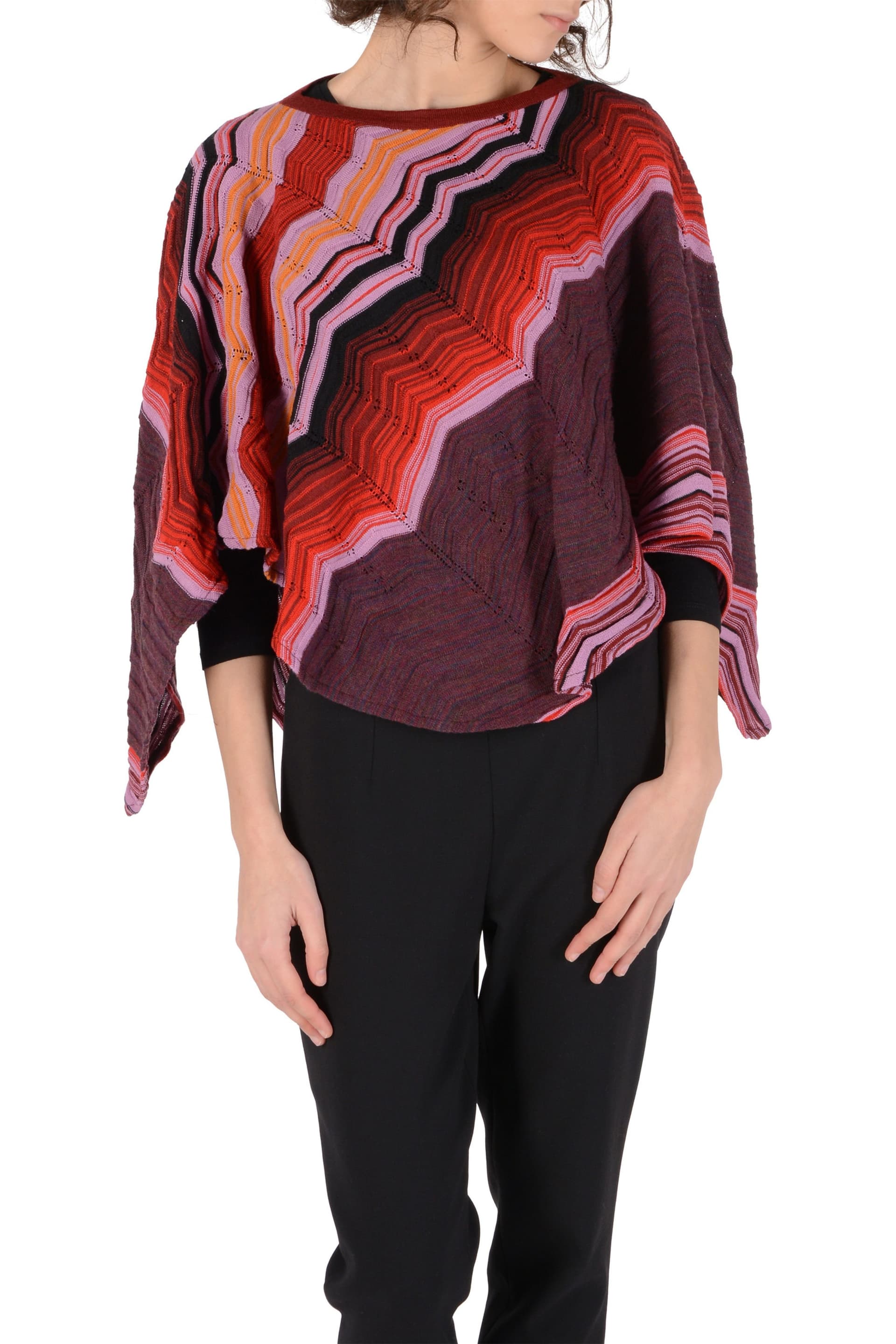 Missoni Missoni Women's Zigzag Knitted Throw Multicolor in Dark Red