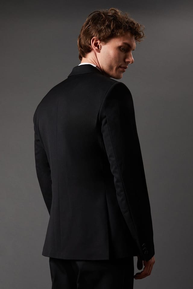 Burton Burton Men's Black Double Breasted Tuxedo Jacket - 3