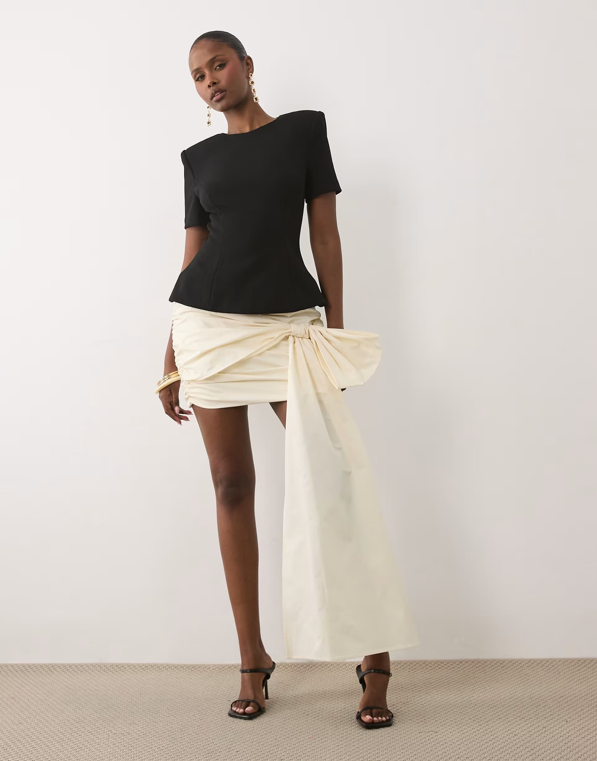 ASOS ASOS LUXE structured bodice oversized bow detail mini dress