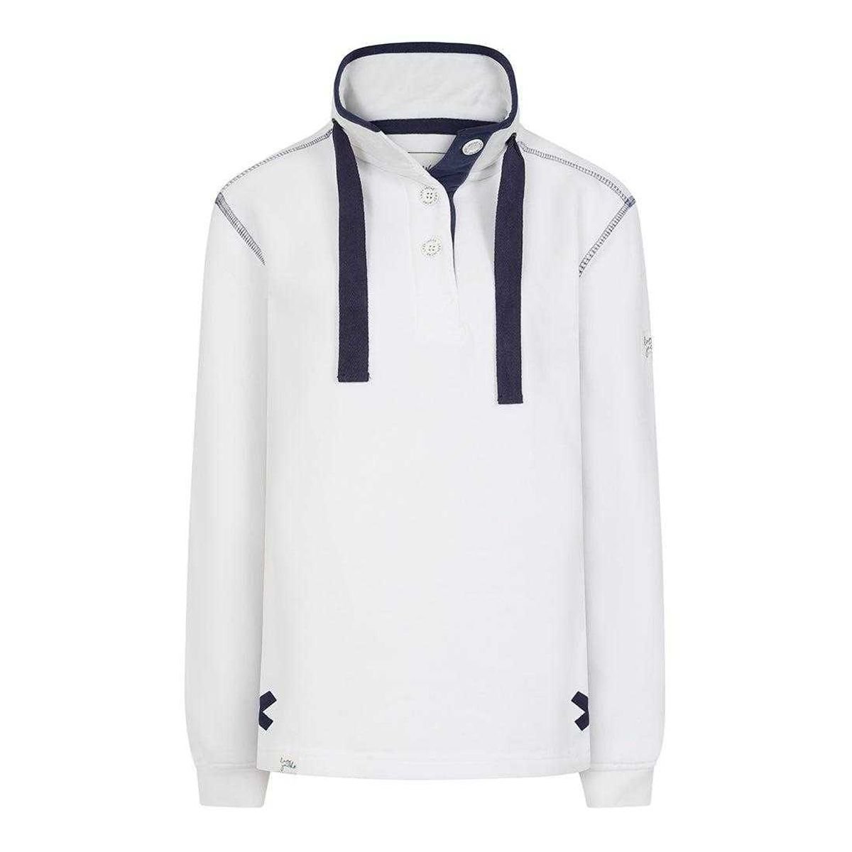 Lazy Jacks Lazy Jacks Women's Button Neck Sweatshirt in White - 1