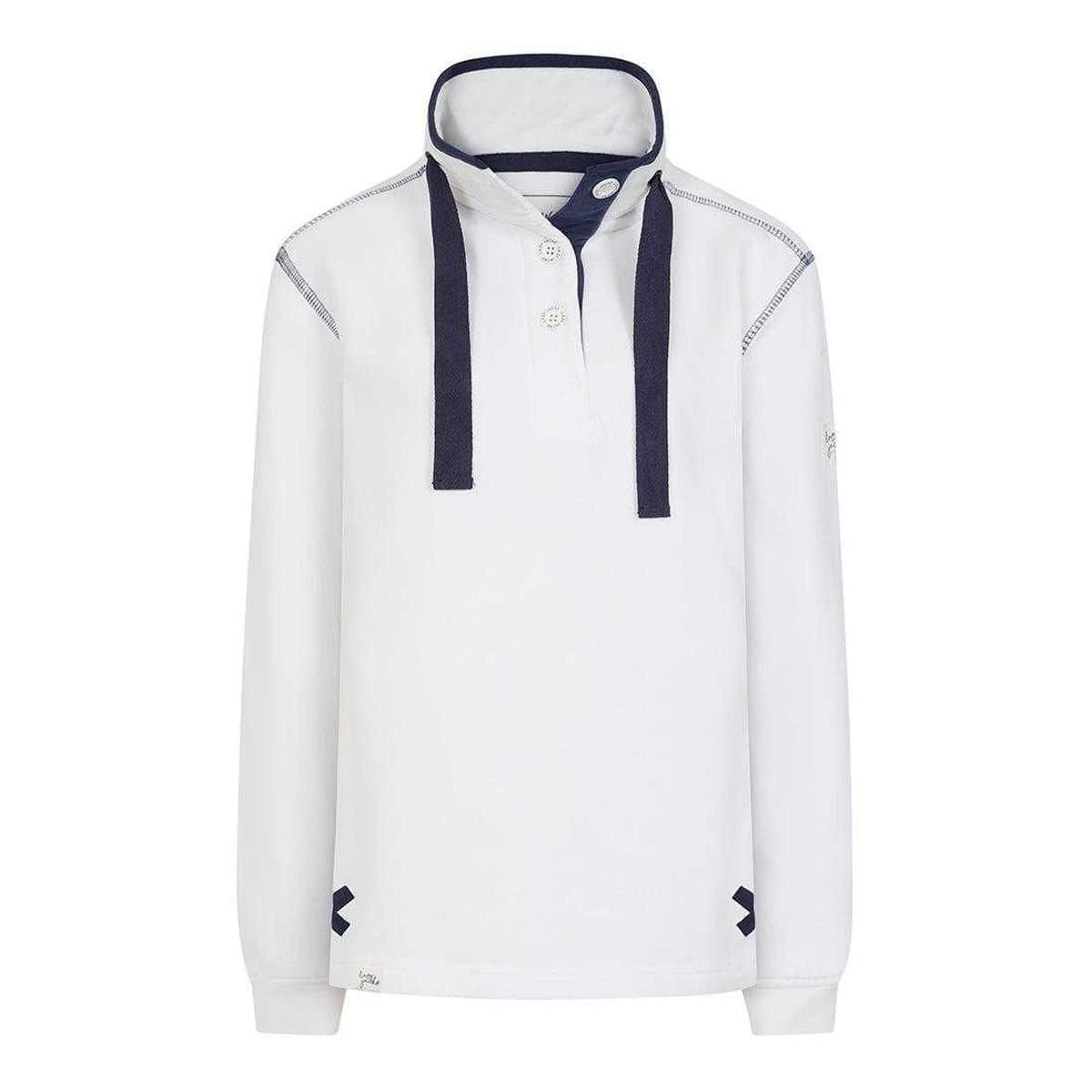 Lazy Jacks Lazy Jacks Women's Button Neck Sweatshirt in White