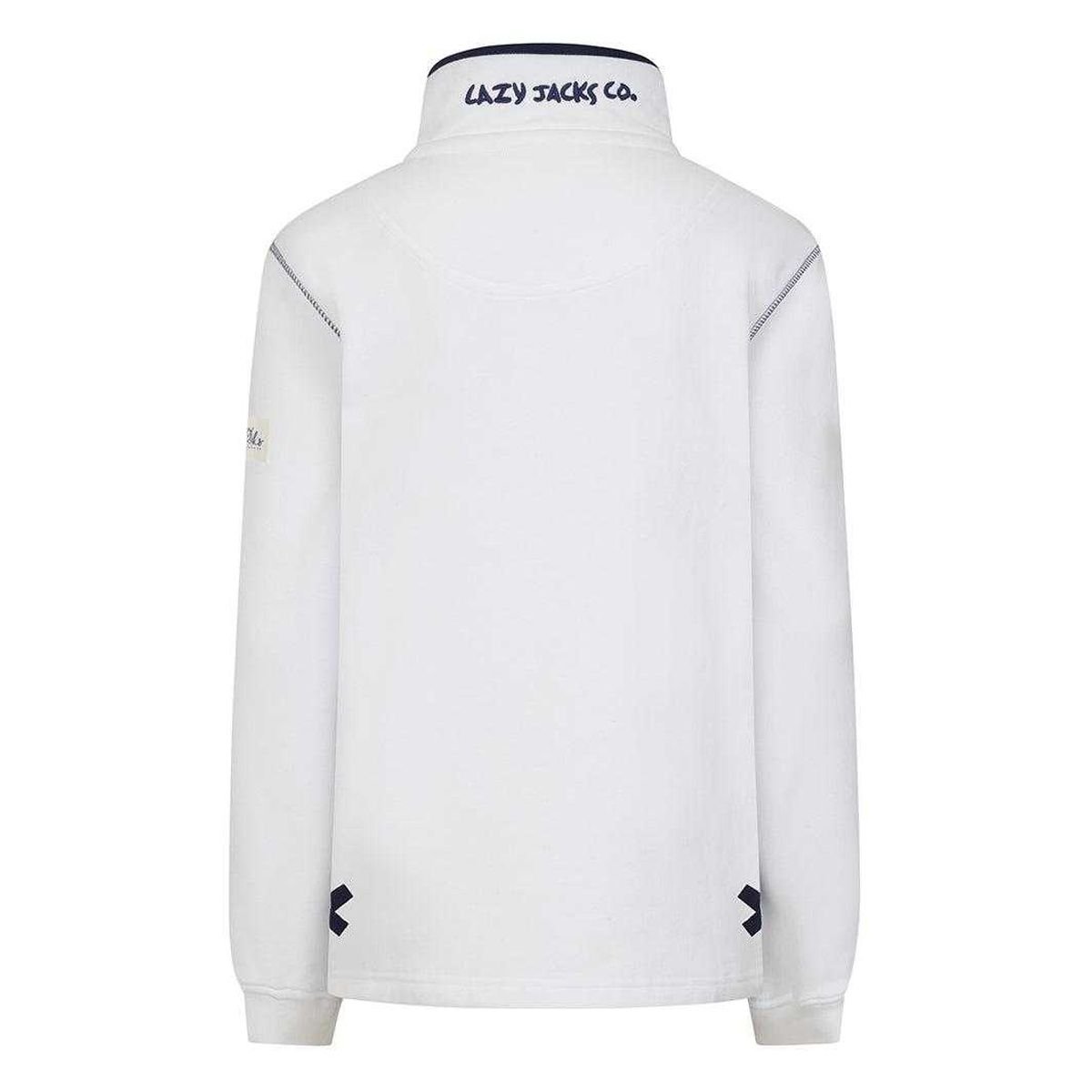 Lazy Jacks Lazy Jacks Women's Button Neck Sweatshirt in White - 2