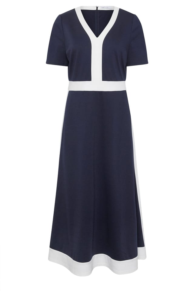 M&Co M&Co Women's Fit & Flare Midi Dress in Mid Navy - 2