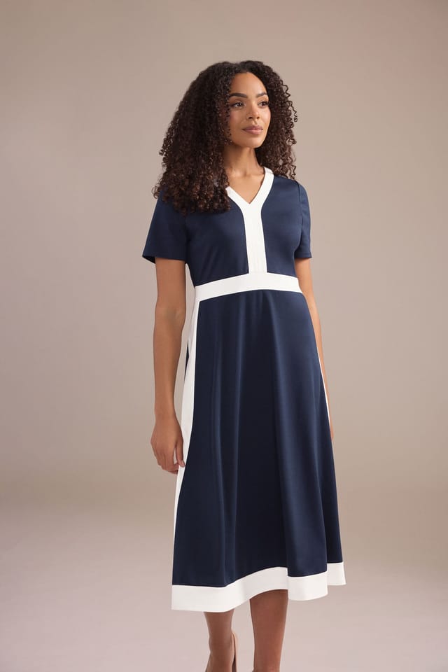 M&Co M&Co Women's Fit & Flare Midi Dress in Mid Navy - 3