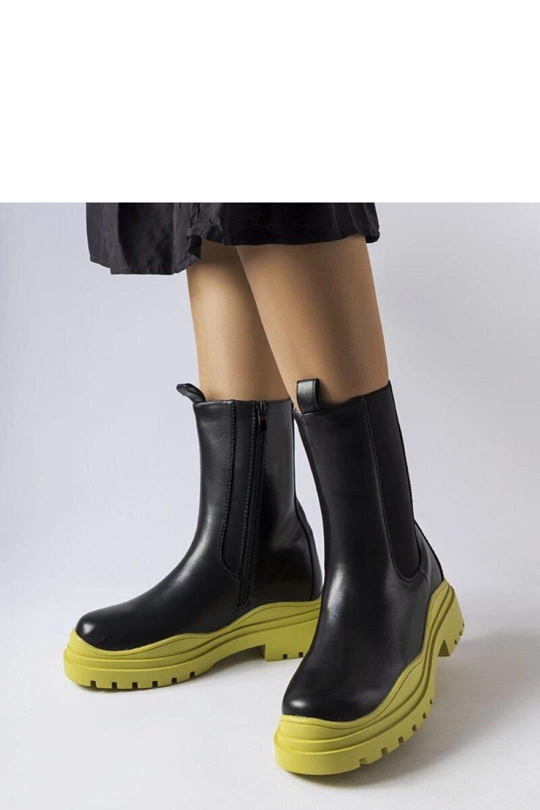 Love Lace Love Lace Black Ankle Boots with Yellow Sole