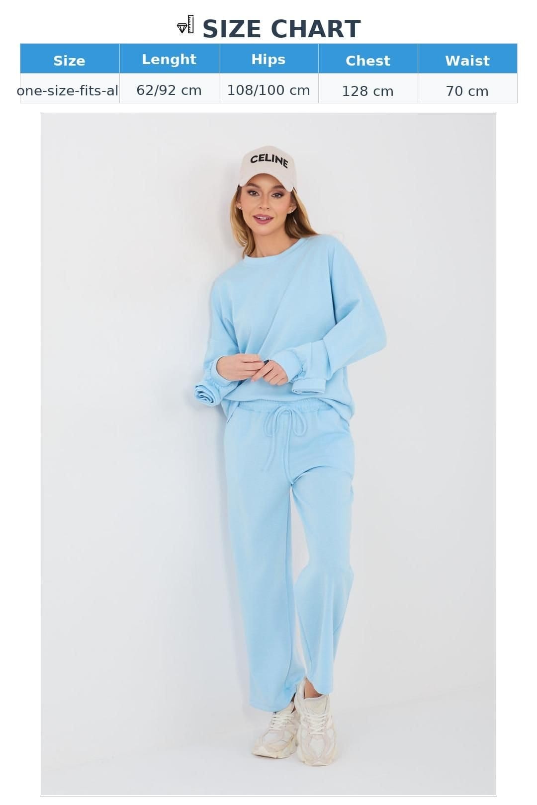 Love Lace Love Lace Women's Viscose Elastane Sweatshirt Pants Set with Rose in Blue - 4