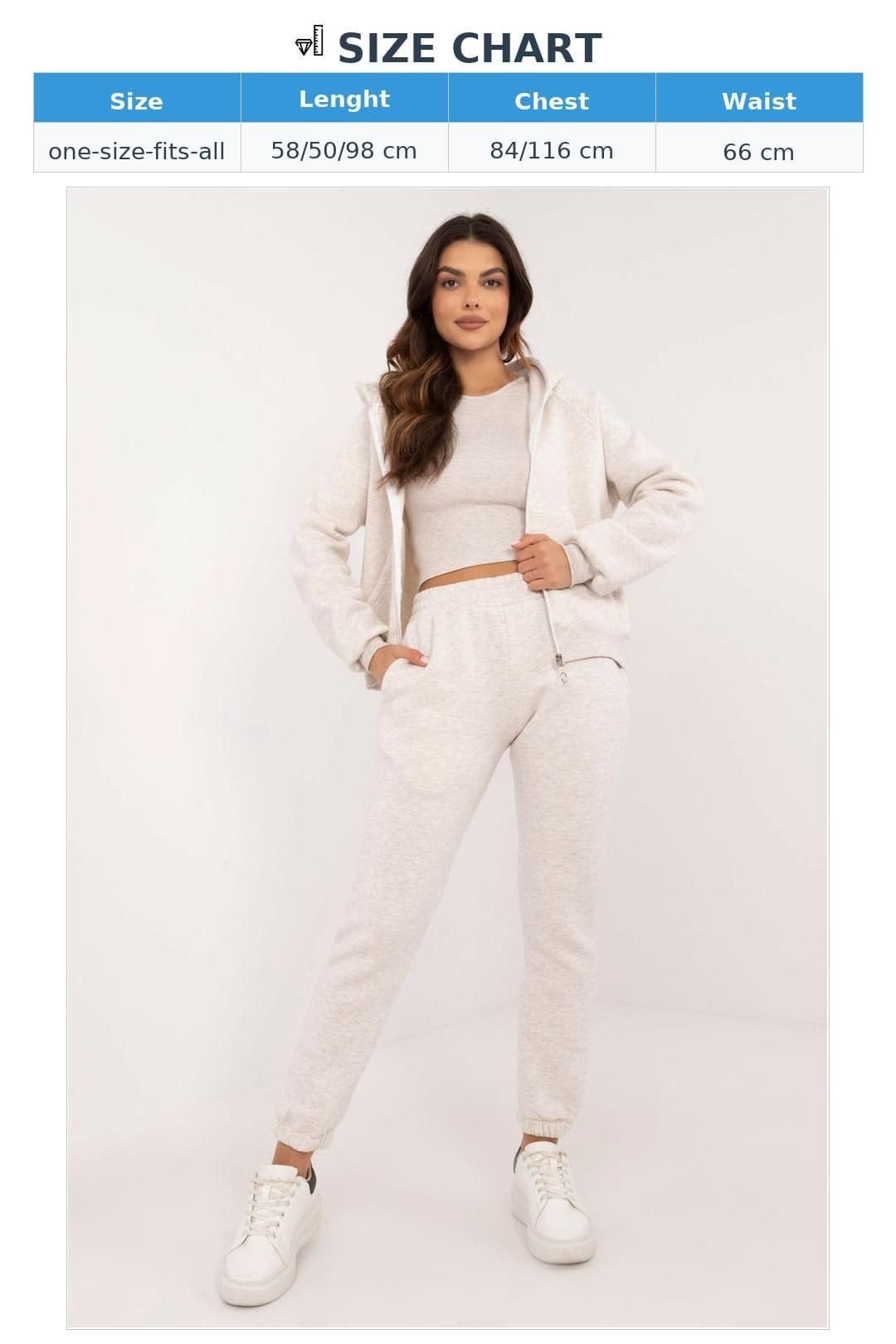 Love Lace Love Lace Women's Melange Cotton Elastane Hooded Sweat Set in Beige - 4