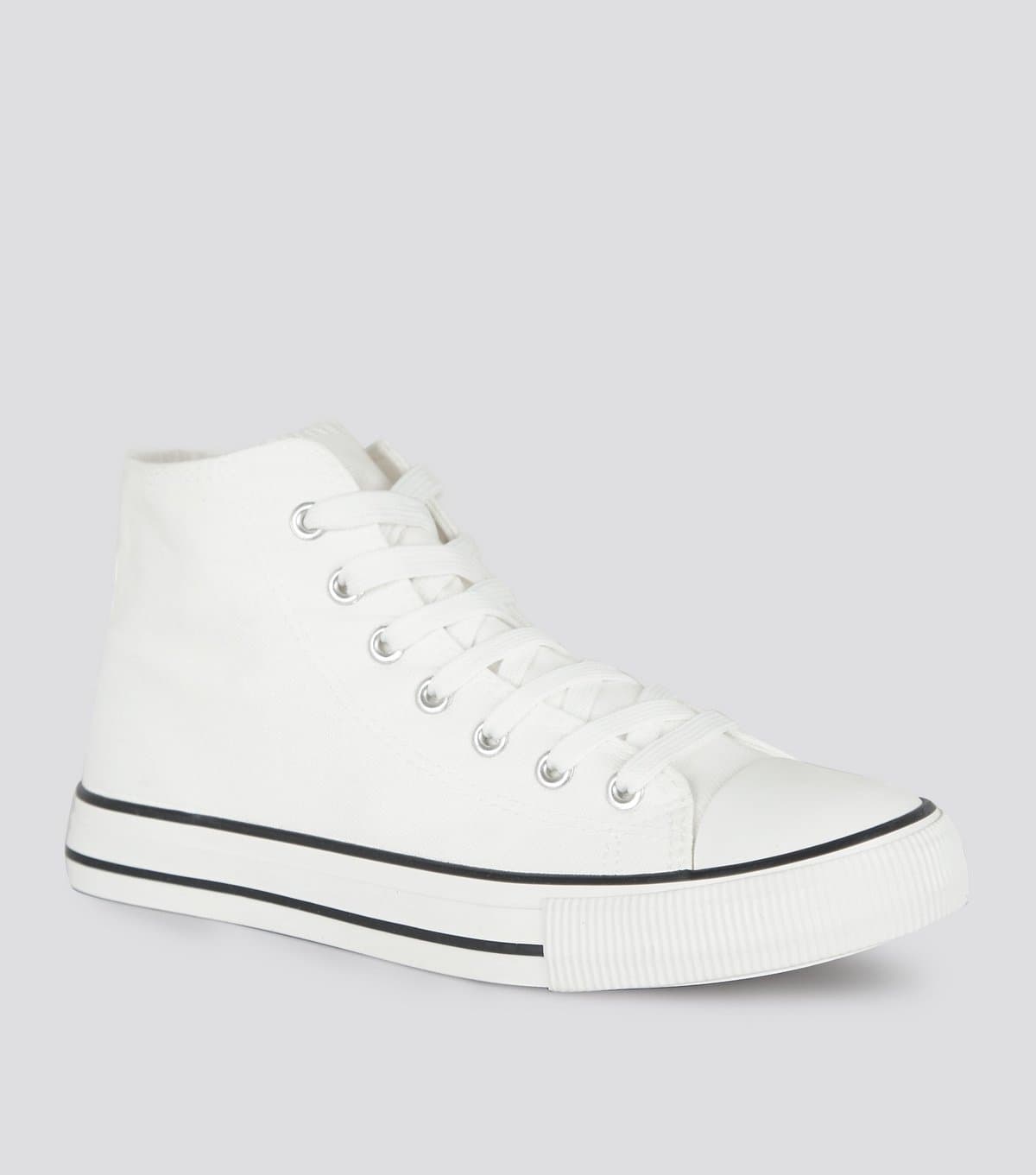 New Look New Look White Canvas High Top Trainers Vegan