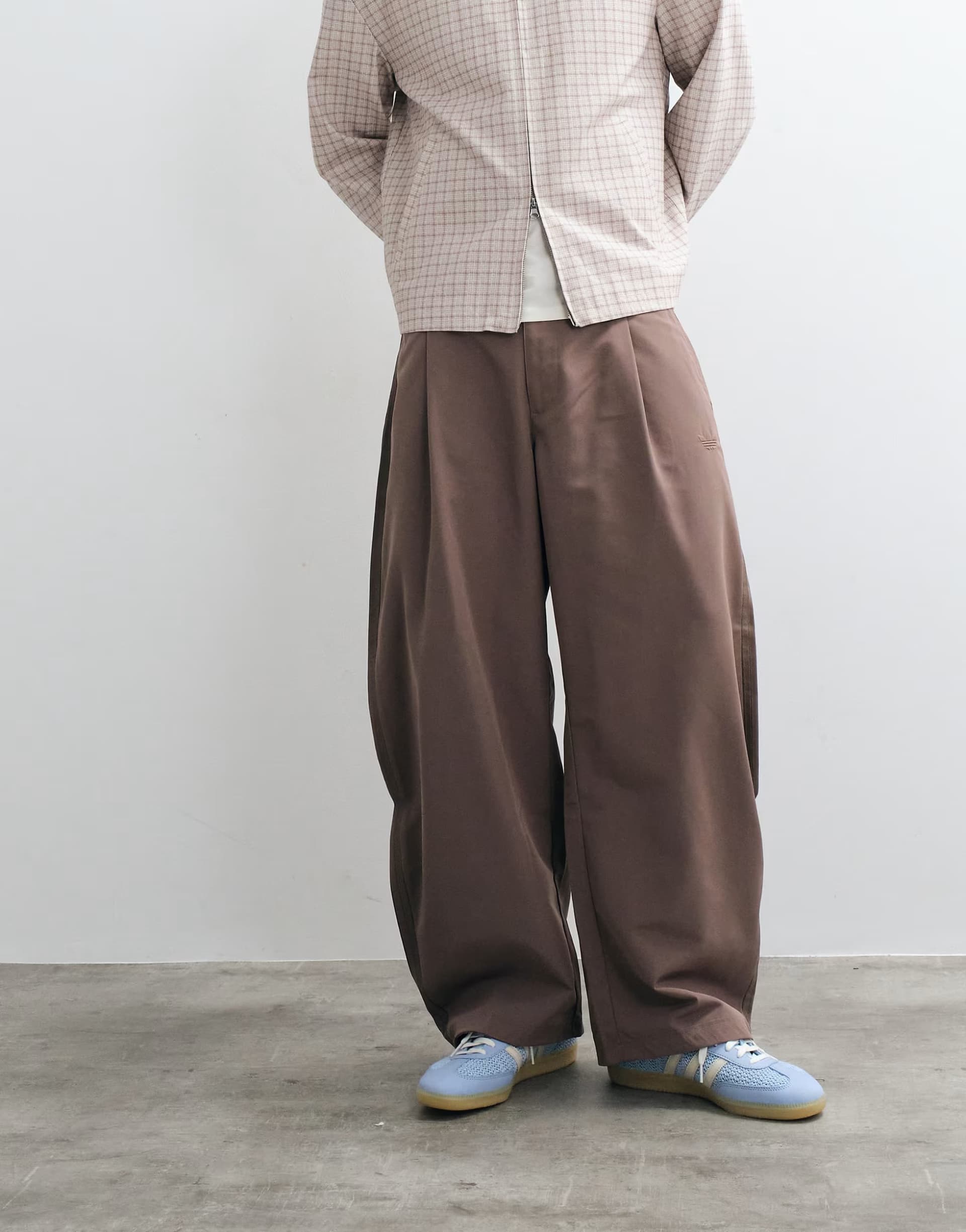 ASOS adidas Originals barrel leg trousers in brown