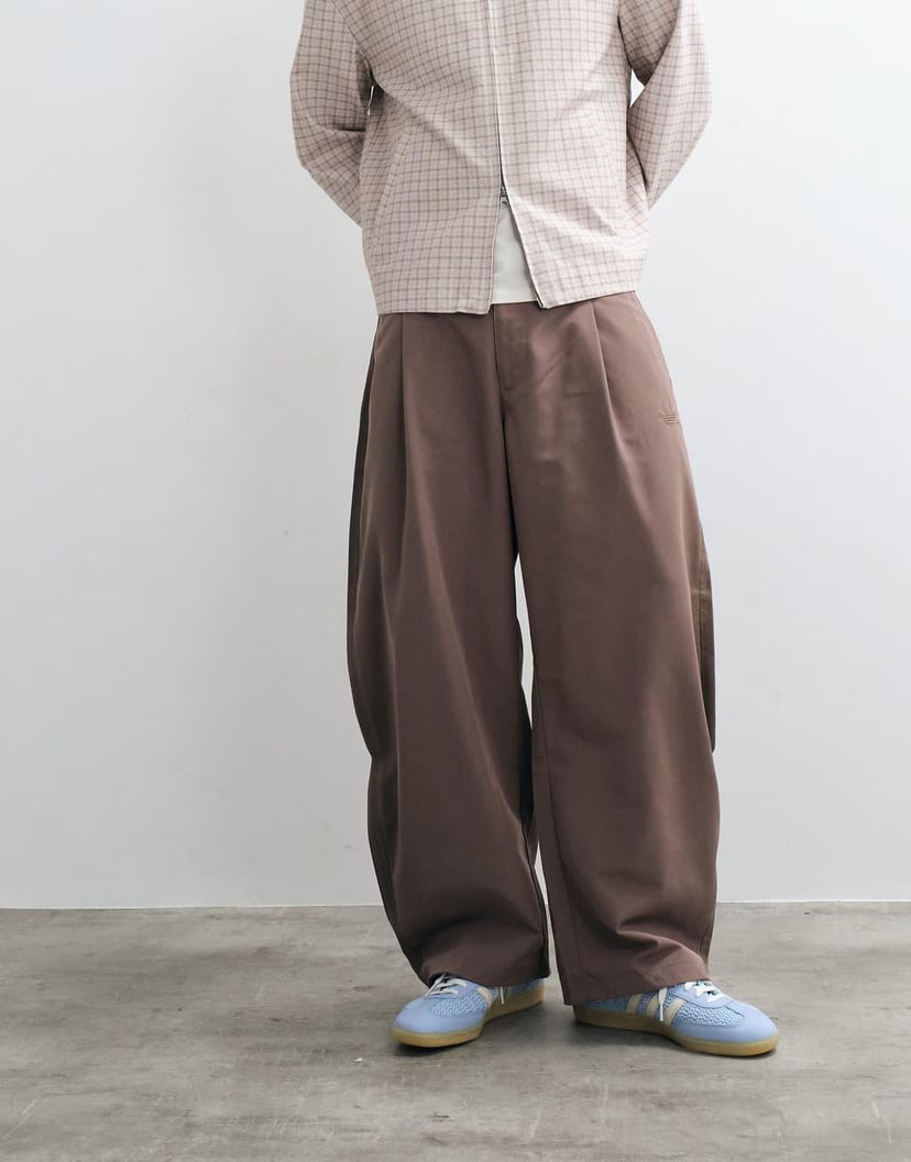 ASOS adidas Originals barrel leg trousers in brown - 1