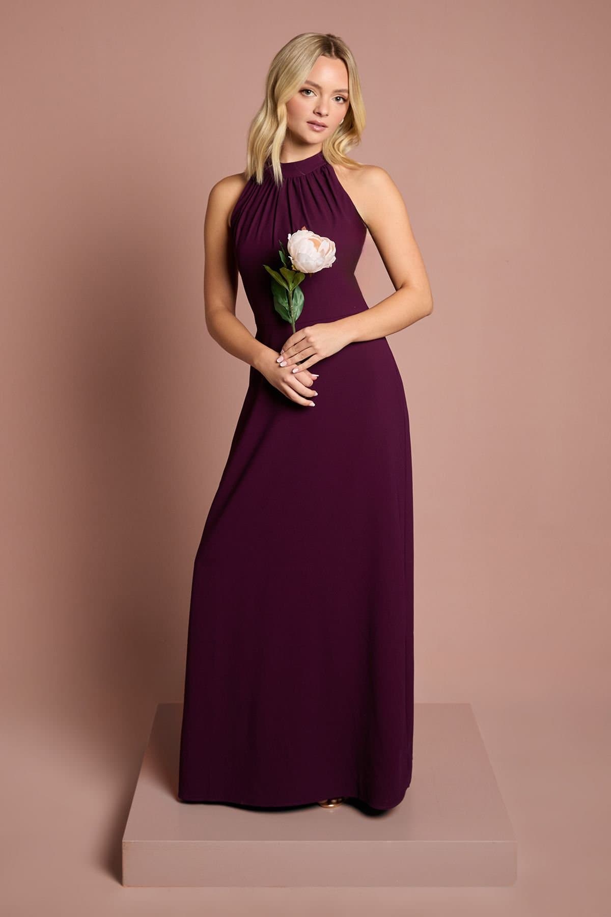 Coast Coast Women's Teen Halterneck Bridesmaid Dress in Fig