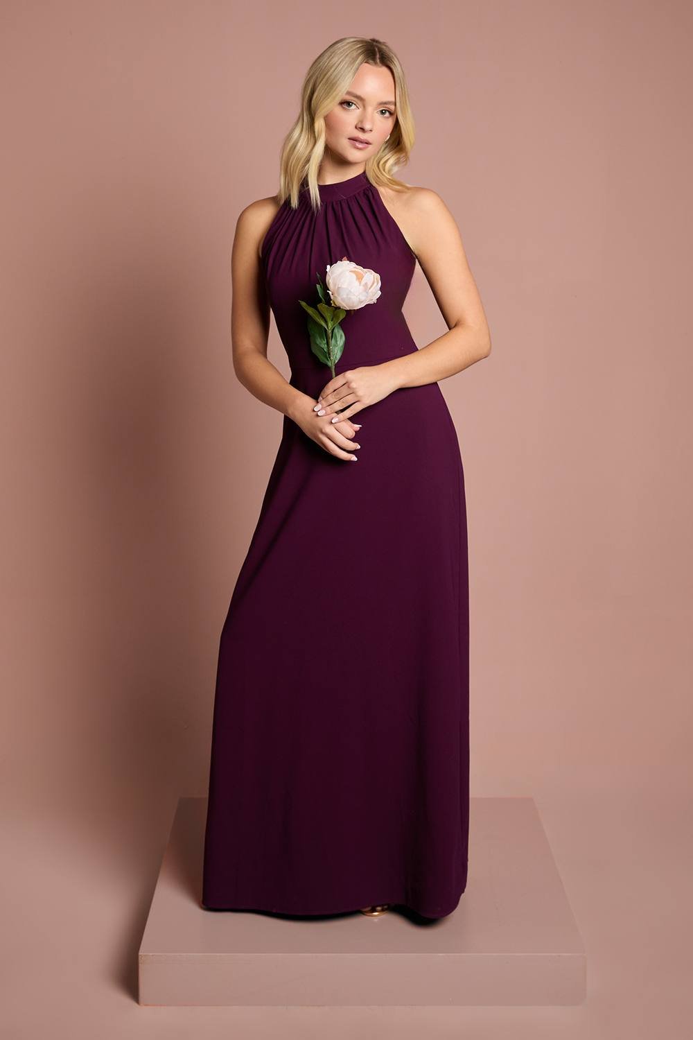 Coast Coast Women's Teen Halterneck Bridesmaid Dress in Fig - 2