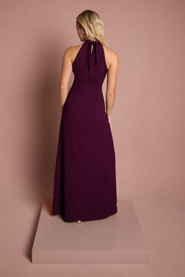 Coast Coast Women's Teen Halterneck Bridesmaid Dress in Fig - 3
