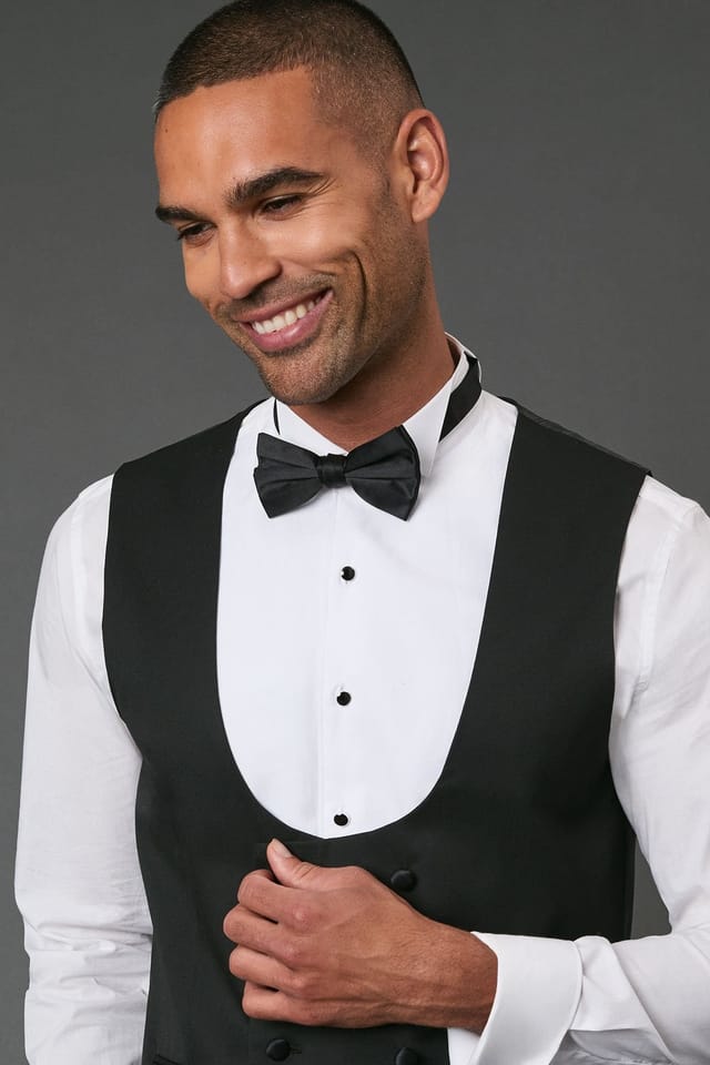 Burton Burton Men's Black Tailored Fit Tuxedo Suit Waistcoat - 3