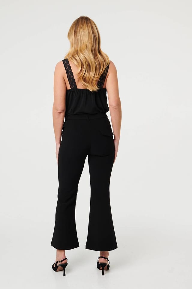Izabel London Izabel London Women's High Waist Slim Flared Trousers in Black - 3