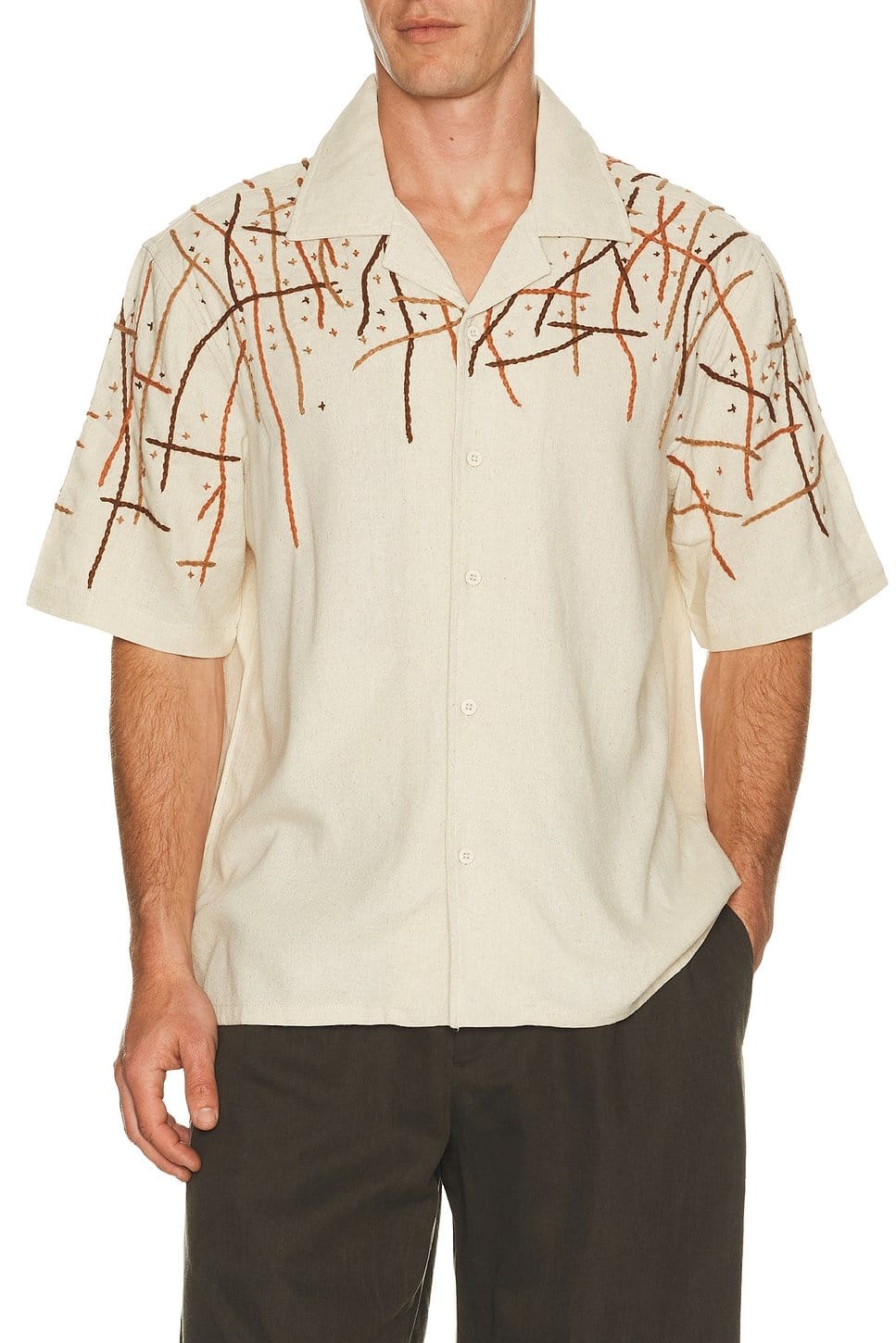 revolve Rooted Embroidery Linen Shirt - 1