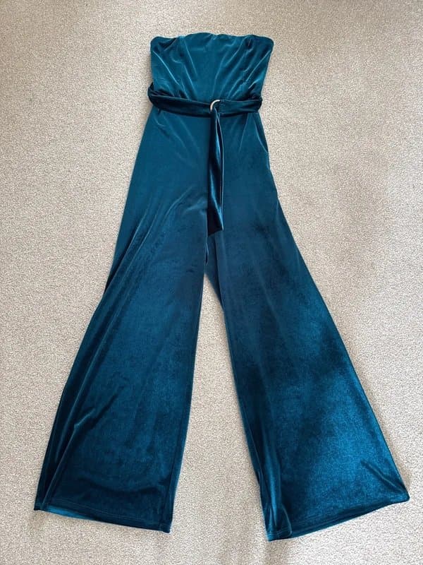New Look Teal velvet jumpsuit new look