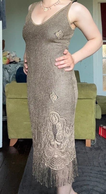 New Look y2k flapper style crochet dress