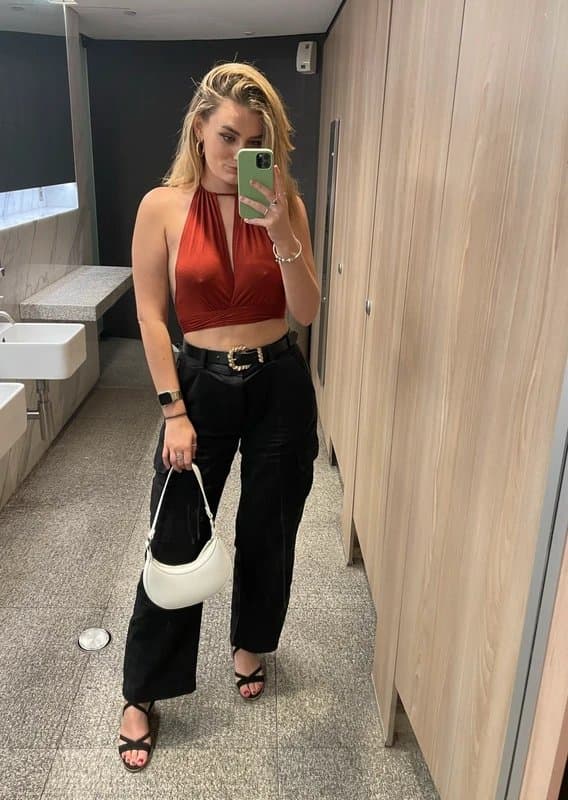 ASOS ASOS Luxe Pink Halter Wrap Around Backless Crop Top - Size UK 12