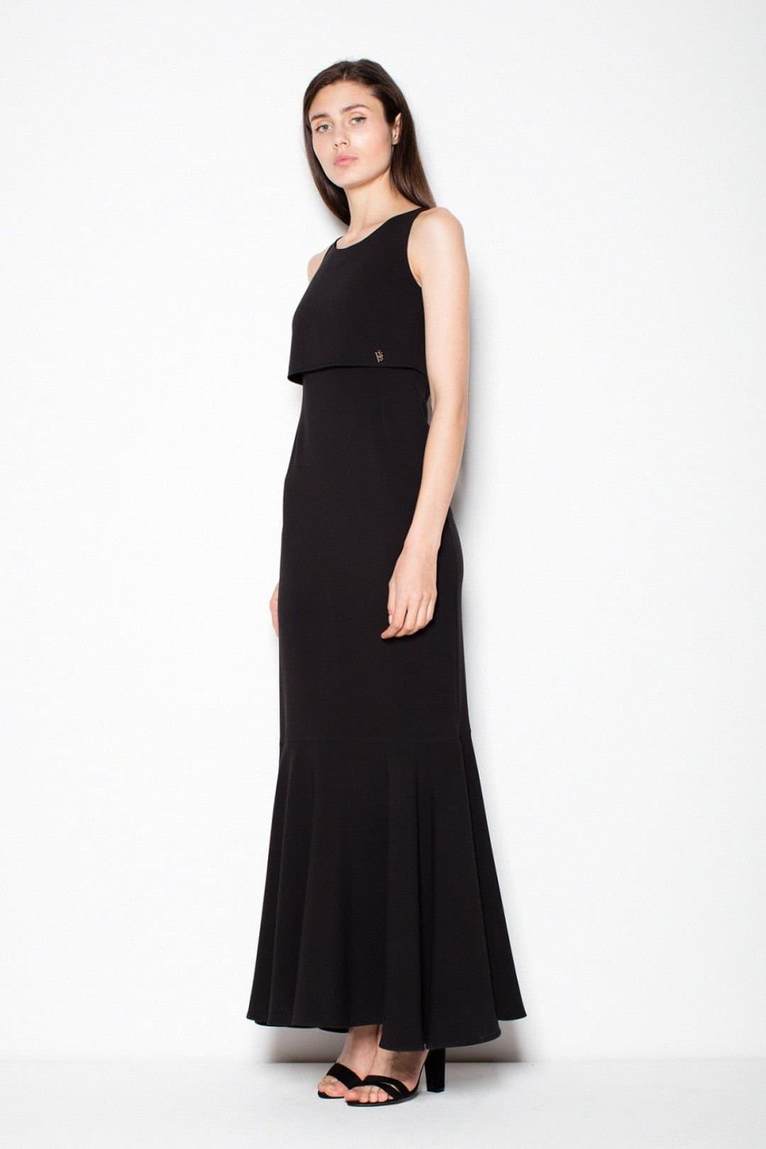 Love Lace Love Lace Women's Simple Long Dress with Widened Hem Overlay in Black