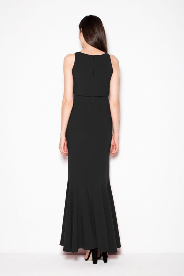 Love Lace Love Lace Women's Simple Long Dress with Widened Hem Overlay in Black - 2