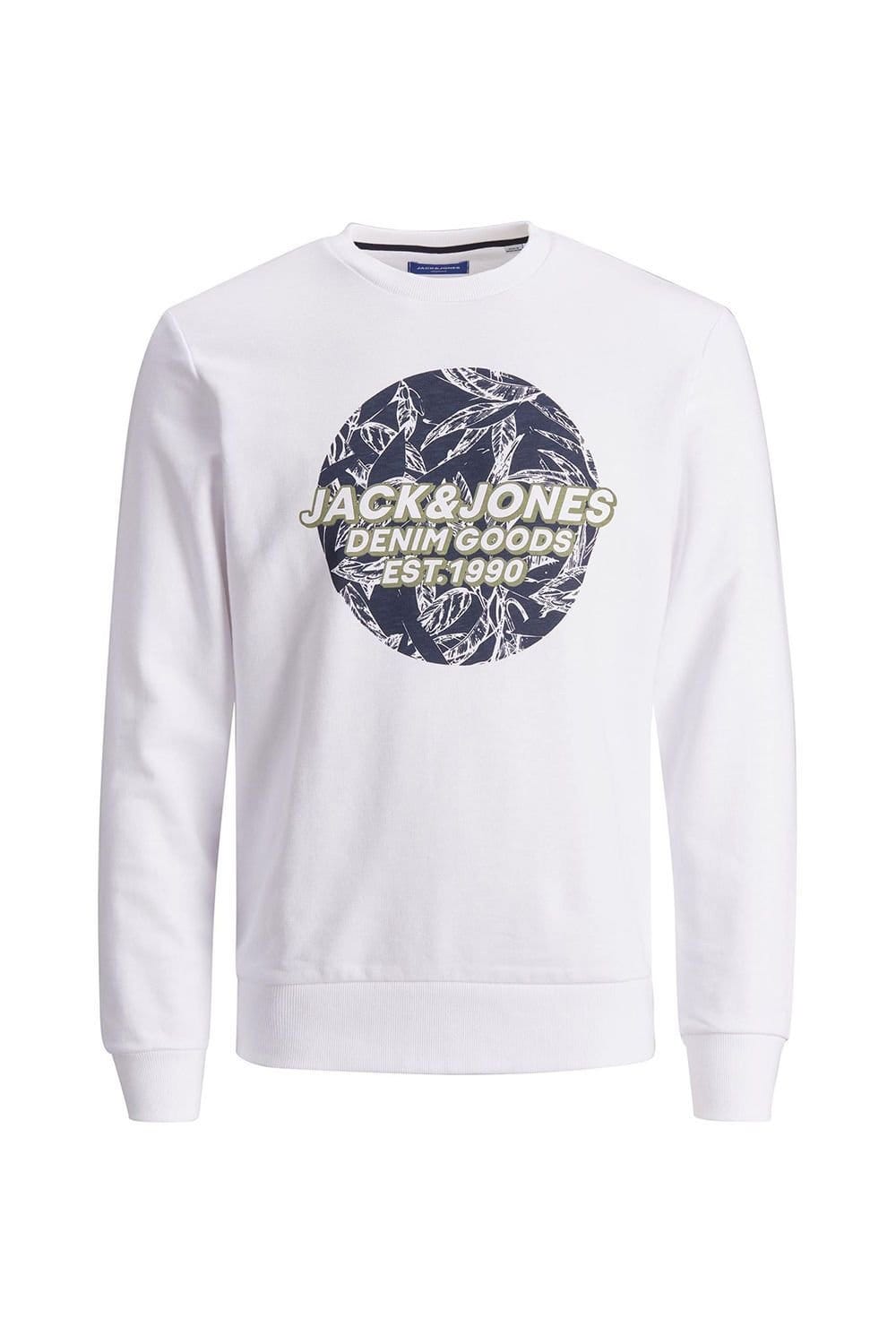 Jack & Jones Men's Logo Printed Sweatshirt, White