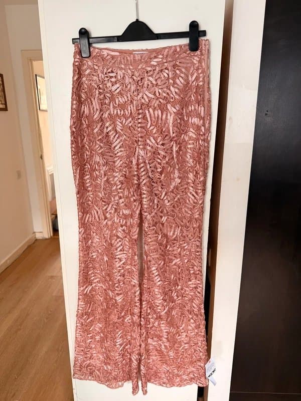 ASOS ASOS Lace Flare High Waist Luxe Tailored Trousers Size 10UK Blush Pink BNWT