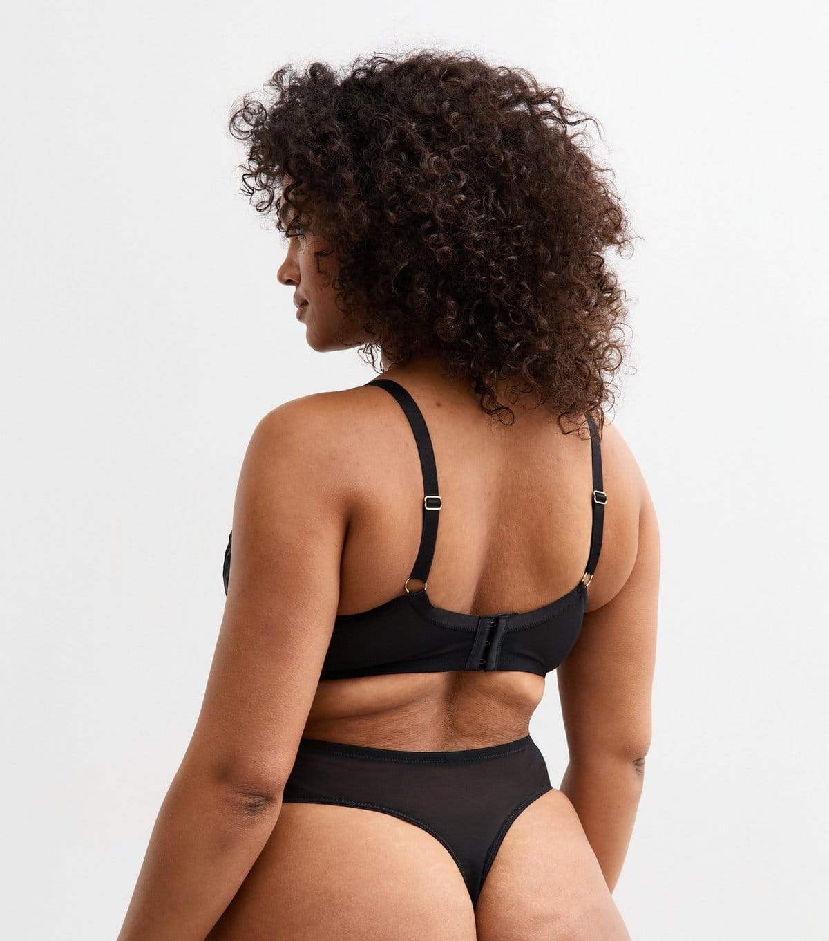 New Look Women's Plus Size Black Floral Appliqued High Waisted Thong Curves New Look - 4