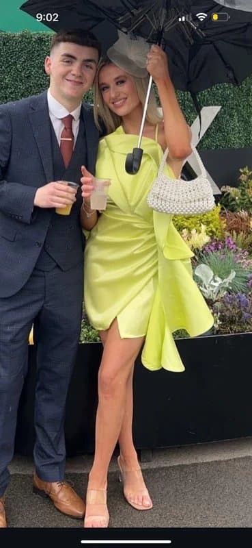 ASOS ASOS luxe draped fan detail satin mini dress in yellow