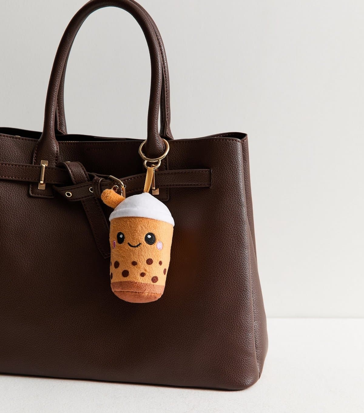 New Look Light Brown Plush Boba Tea Bag Charm New Look