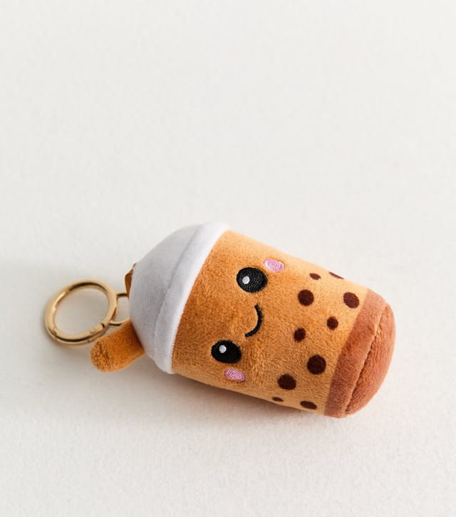 New Look Light Brown Plush Boba Tea Bag Charm New Look - 3