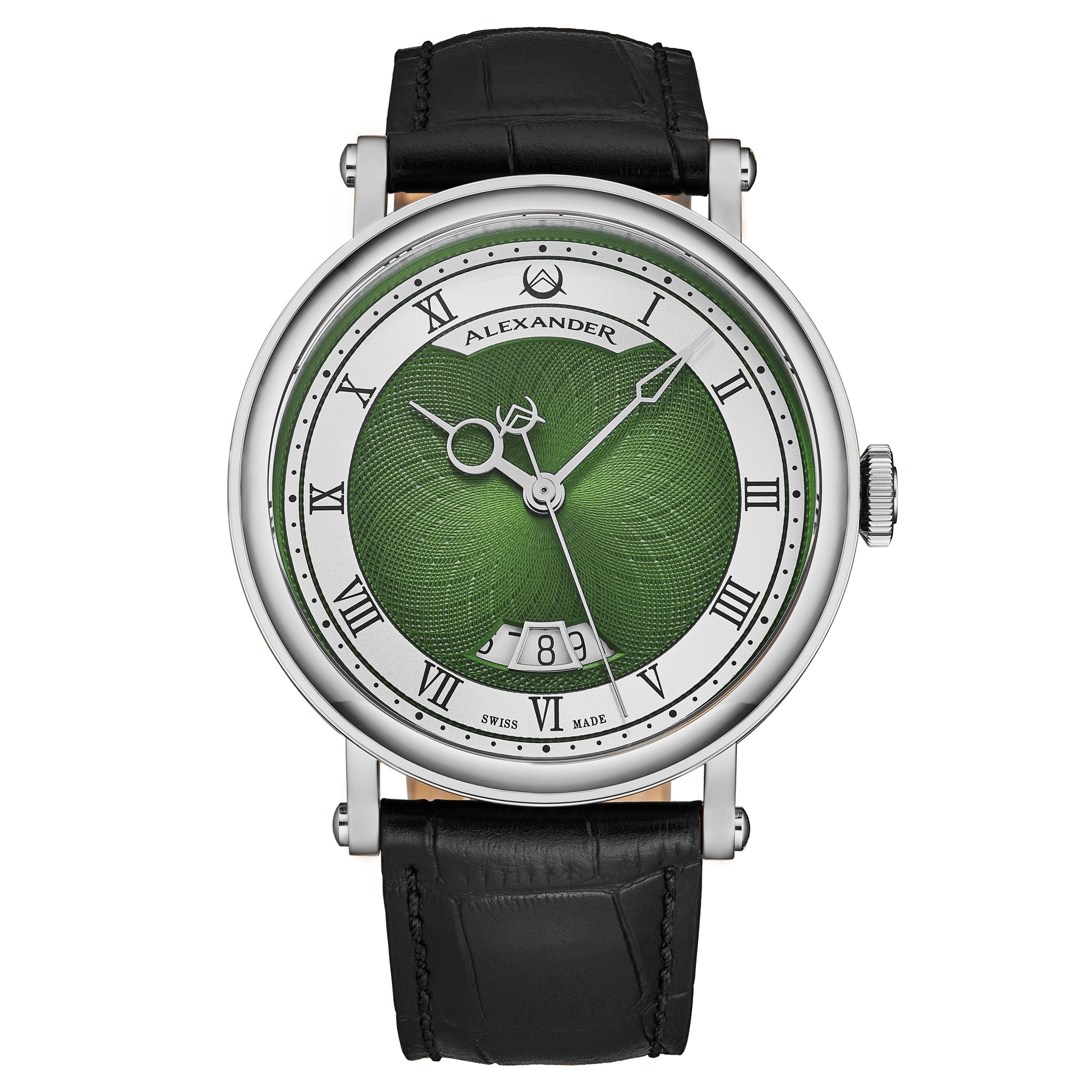 Alexander Alexander Men's A153 Luxury Swiss Automatic Classic 43mm Stainless Steel Luxury Watch with Brass Dial & Sapphire Crystal in Green - 1