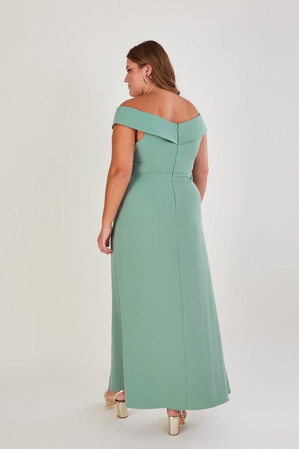 Monsoon Monsoon Women's Beatrice Crepe Bardot Maxi Dress Blue in Green - 4