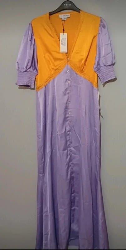 Never Fully Dressed Never Fully Dressed Lindos Lilac/Orange Midi Dress - size 14