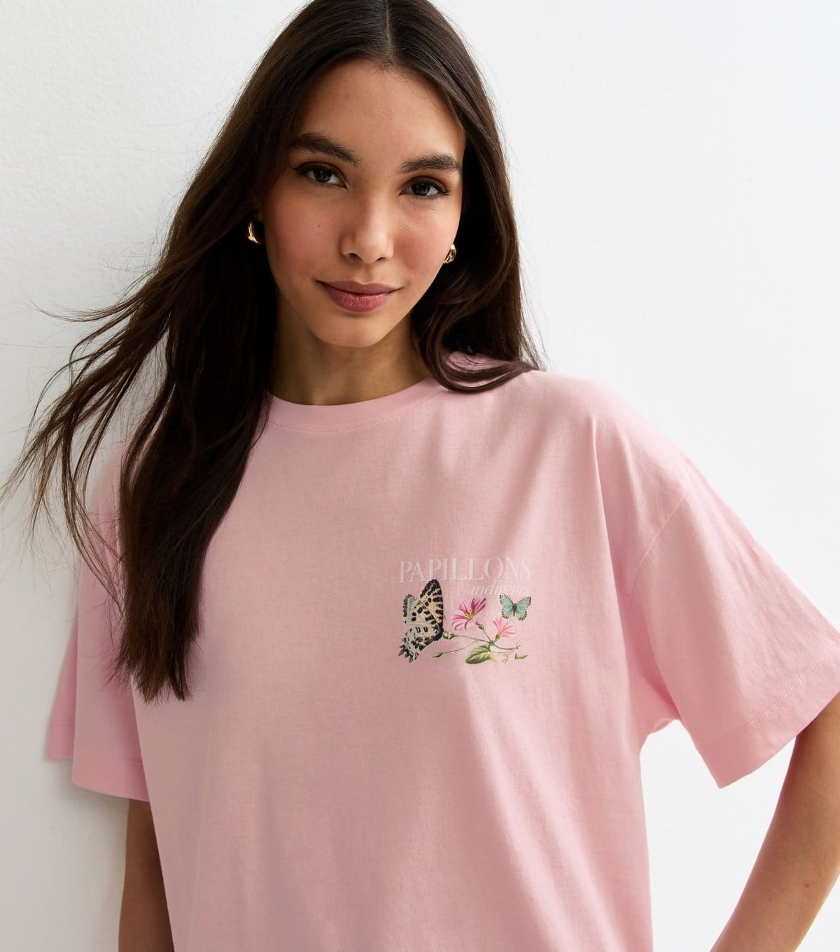 New Look Women's Light Pink Butterfly Print Oversized T-Shirt New Look - 4