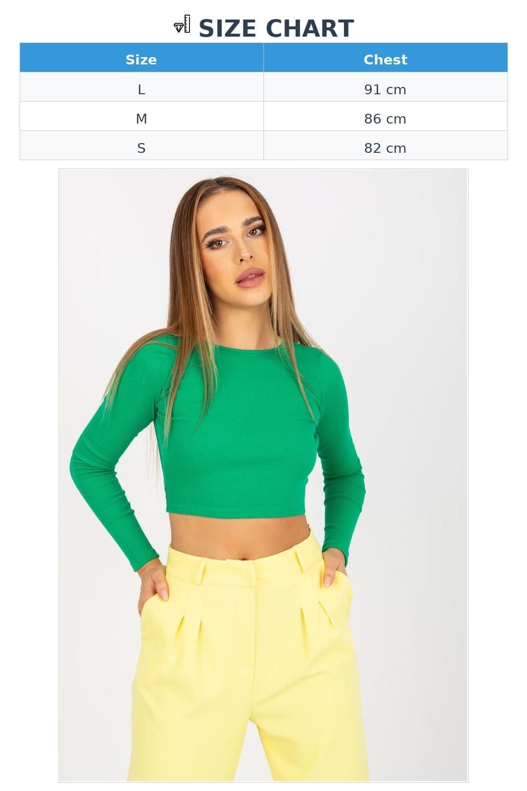 Love Lace Love Lace Women's Long Sleeve Short Blouse with Back Cutout in Green - 4