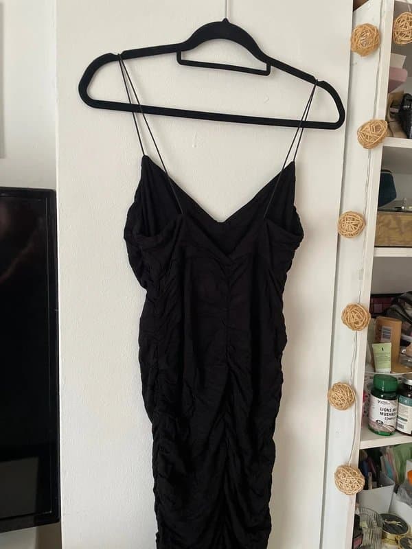ASOS black asos ruched midi dress