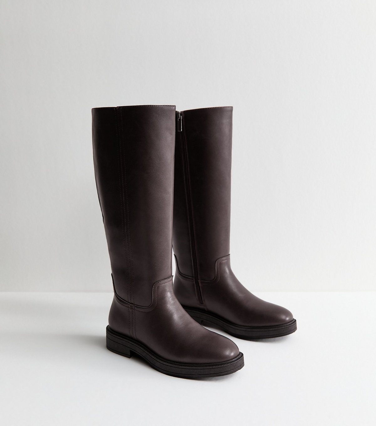 New Look Women's Burgundy Faux Leather Knee High Riding Boots Vegan New Look - 3