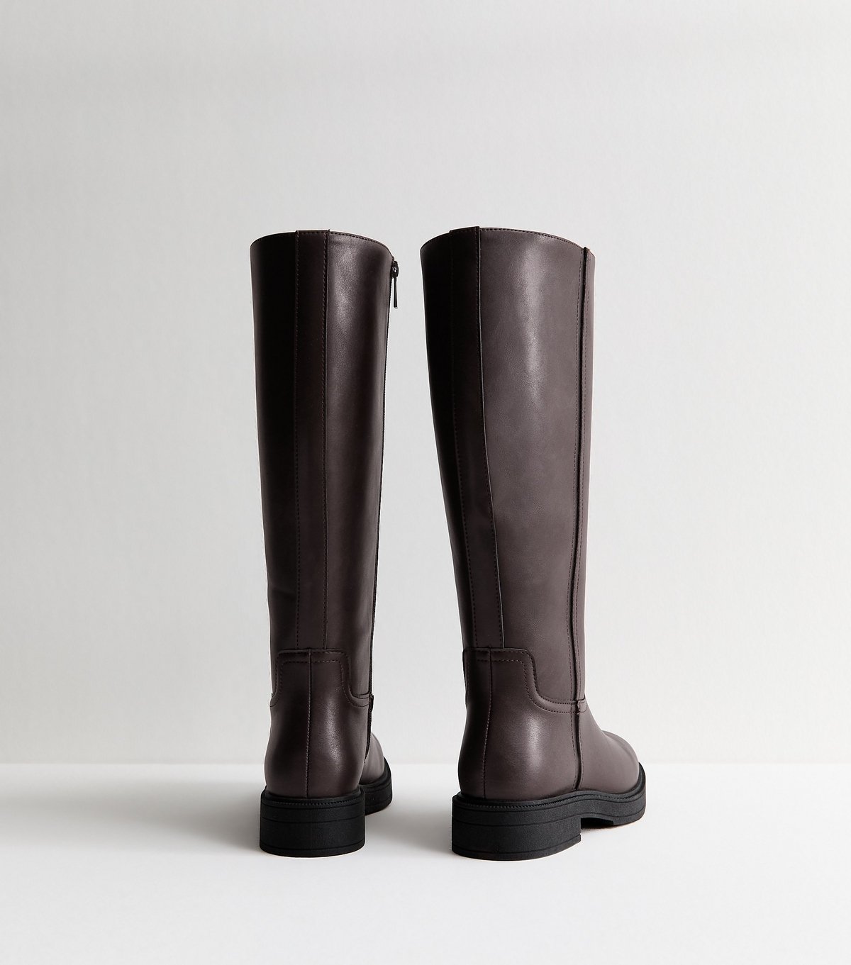 New Look Women's Burgundy Faux Leather Knee High Riding Boots Vegan New Look - 4