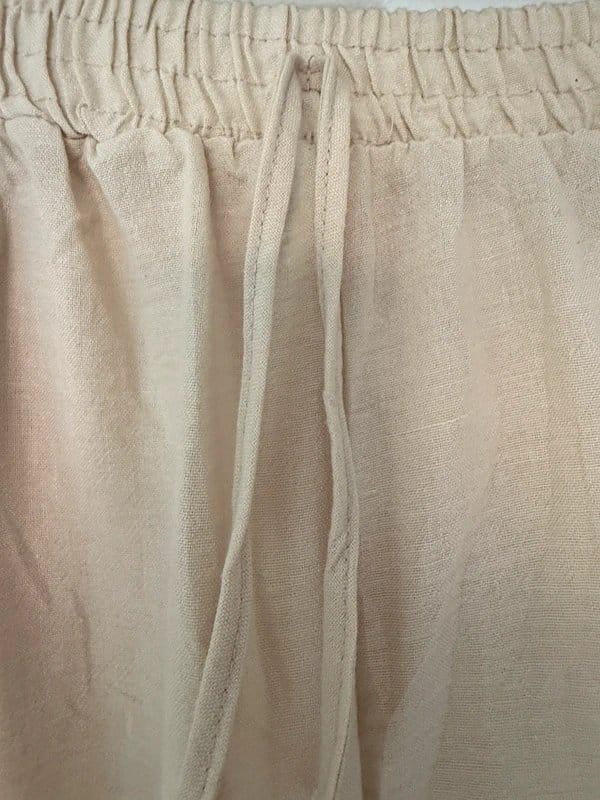 MODA IMPRESION Beige Linen Wide-Leg Trousers