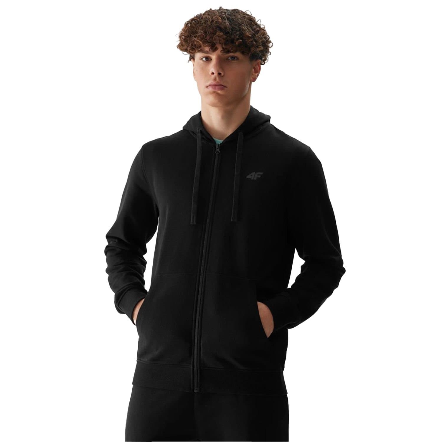 4F 4F Men's WSS24TSWSM0951 Full Zip Hoodie in Black