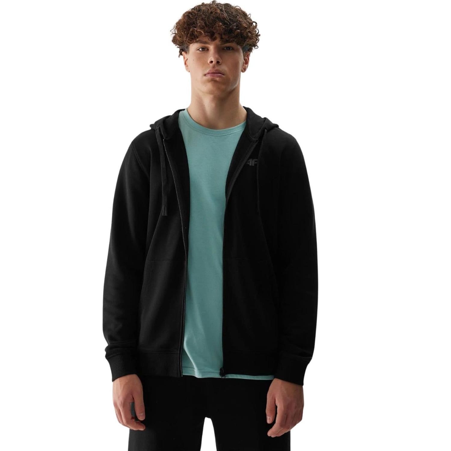 4F 4F Men's WSS24TSWSM0951 Full Zip Hoodie in Black - 4