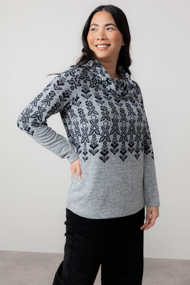 Lily & Me Lily & Me Women's Relaxed Everyday Soft Brushed knit Cowl neck Jumper with Long Sleeves in Grey - 2