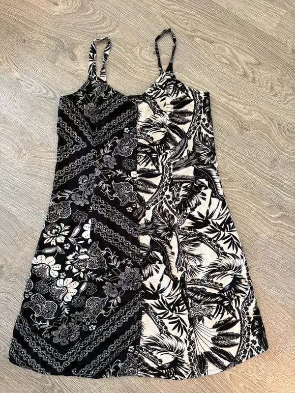 Next Black & White Mixed Print Strappy Mini Dress